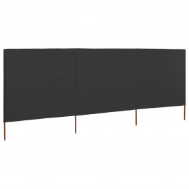 Paravan anti-vânt din 3 panouri, antracit, 400x120 cm, textil
