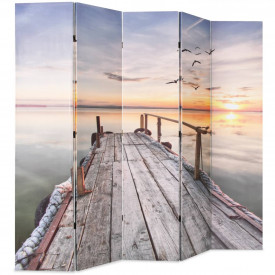 Paravan de cameră pliabil, 200 x 170 cm, imprimeu lac - Img 2