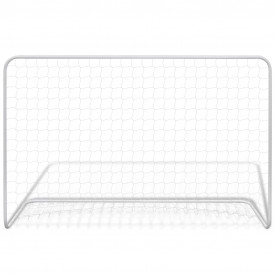 Poartă de fotbal cu plasă alb 182x61x122 cm oțel - Img 2