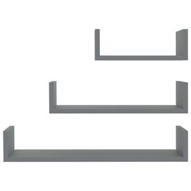 Raft expunere de perete, 3 buc., gri, PAL - Img 3