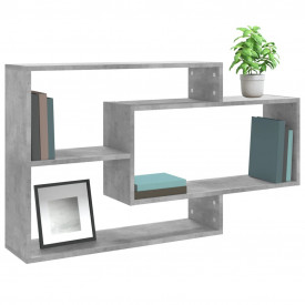 Rafturi de perete, gri beton, 104 x 24 x 60 cm, PAL - Img 3
