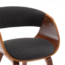 Scaun de bucătărie, gri, lemn curbat și material textil - Img 6