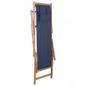 Scaun de plajă pliabil, albastru, textil și cadru din lemn - Img 6