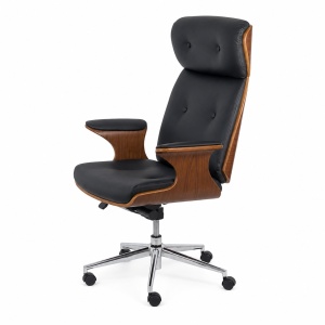 Scaun directorial OFF 1608, piele ecologica, lemn statificat, ergonomic, balans, 120 kg - Img 3