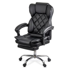 Scaun directorial OFF412, piele ecologica, mecanism asincron, robust, suport picioare retractabil, 120 kg