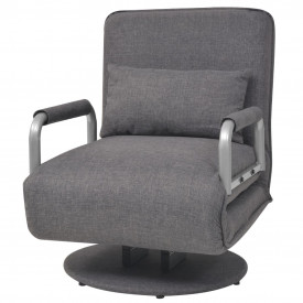 Scaun pivotant canapea extensibilă, gri închis, 60 x 75 x 80 cm - Img 2
