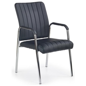 Scaun vizitator HM Vigor, Piele ecologica, Suport lombar, Sarcina max 120 kg, Negru