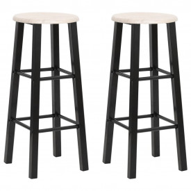 Scaune de bar, 2 buc., negru, MDF