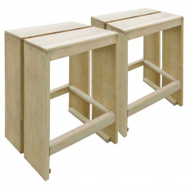 Scaune de bar de exterior, 2 buc, lemn de pin tratat, FSC