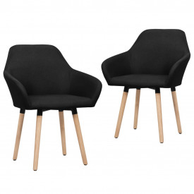 Scaune de sufragerie, 2 buc., negru, material textil