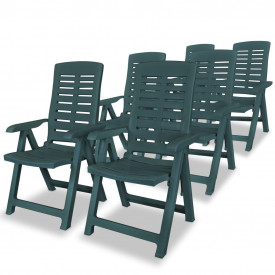 Scaune grădină rabatabile, 6 buc, 60x61x108 cm, plastic, verde