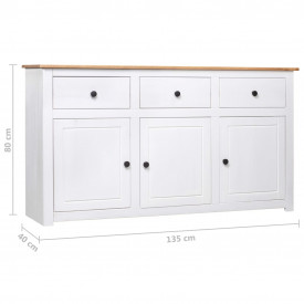 Servantă, alb, 135 x 40 x 80 cm, lemn masiv de pin, gama Panama - Img 11