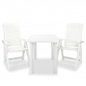Set bistro de exterior, 3 piese, alb, 101 x 68 x 72 cm