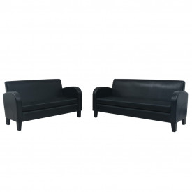 Set canapea 2 buc. Piele artificială Negru - Img 2