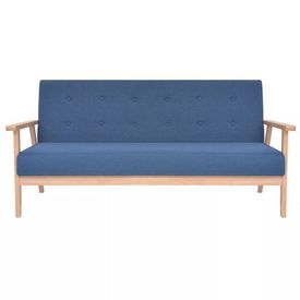 Set canapea, 2 piese, textil, albastru - Img 2