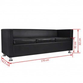 Set canapele 3 locuri și 2 locuri, piele artificială, negru - Img 11