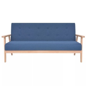 Set cu canapele, 2 piese, material textil, albastru - Img 3