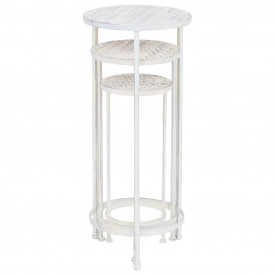 Set cu suport plante, 3 piese, stil vintage, metalic, alb - Img 5