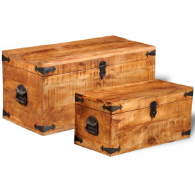 Set cufere de depozitare, 2 piese, lemn mango nefinisat - Img 2