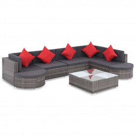 Set de canapele de exterior, 27 piese, poliratan, gri