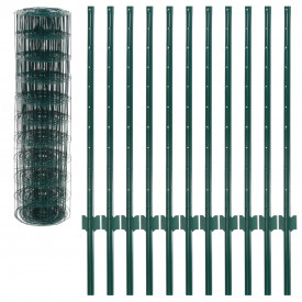 Set de gard Euro, 20 x 1 m, oțel, verde - Img 2