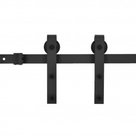 Set feronerie pentru uși glisante, negru, 183 cm, oțel - Img 2
