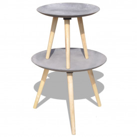Set masă laterală/masă de cafea, 2 piese, 55 & 44 cm, gri beton - Img 6