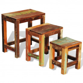 Set mese suprapuse, 3 piese, vintage, lemn reciclat - Img 7