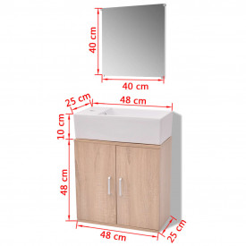 Set mobilier baie format din 3 piese cu chiuvetă inclusă, Bej - Img 10