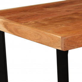 Set mobilier bar, 3 piese, lemn masiv sheesham, piele naturală - Img 4