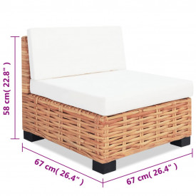 Set mobilier cu canapea 27 piese, culoare naturală, ratan - Img 11
