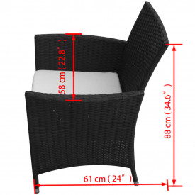 Set mobilier de exterior, 13 piese, poliratan, negru - Img 8