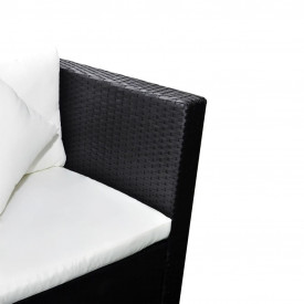 Set mobilier de exterior, 17 piese, poliratan, negru - Img 3