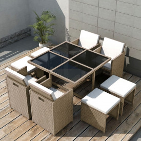 Set mobilier de exterior 21 piese, poliratan, gri/bej
