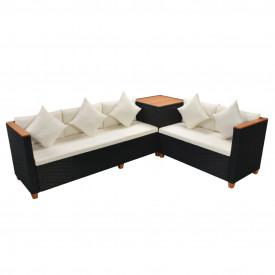 Set mobilier de exterior 22 piese, poliratan, blat WPC, negru - Img 7