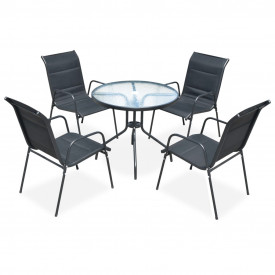 Set mobilier de exterior, 5 piese, oțel, 80 x 71 cm, negru