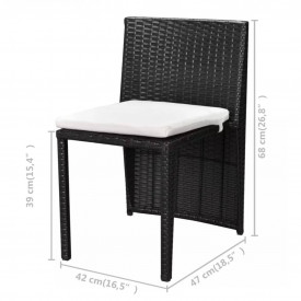 Set mobilier de exterior, 5 piese, poliratan, negru - Img 8