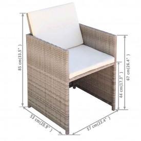 Set mobilier de exterior 7 piese, poliratan, gri/bej - Img 10