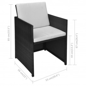 Set mobilier de exterior 7 piese, poliratan, negru - Img 11