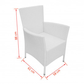 Set mobilier de exterior 9 piese, poliratan, alb crem - Img 11