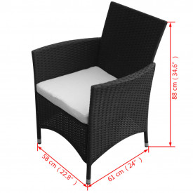 Set mobilier de exterior, 9 piese, poliratan, negru - Img 9