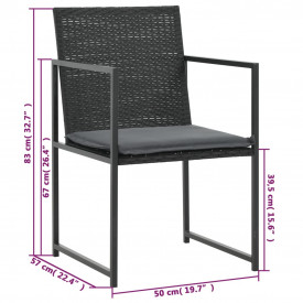 Set mobilier de exterior, 9 piese, poliratan, negru - Img 6