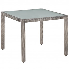 Set mobilier de exterior, 9 piese, poliratan și sticlă, gri - Img 2