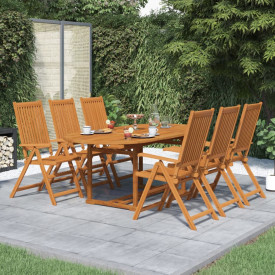 Set mobilier de exterior cu masă extensibilă, 7 piese, lemn
