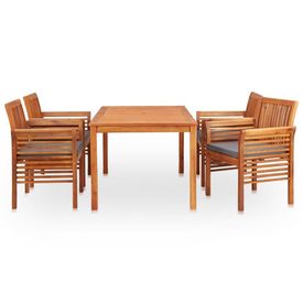 Set mobilier de exterior cu perne 5 piese, lemn masiv de acacia