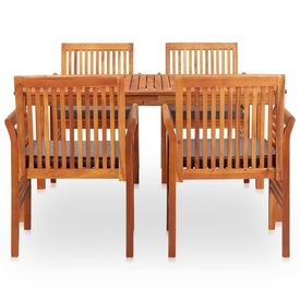 Set mobilier de exterior cu perne 5 piese, lemn masiv de acacia - Img 2