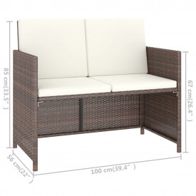 Set mobilier de exterior cu perne, 6 piese, maro, poliratan - Img 8