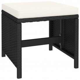Set mobilier de exterior cu perne, 6 piese, negru, poliratan - Img 7