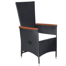 Set mobilier de exterior cu perne, 9 piese, negru, poliratan - Img 2