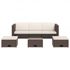 Set mobilier de grădină, 12 piese, poliratan, maro - Img 3